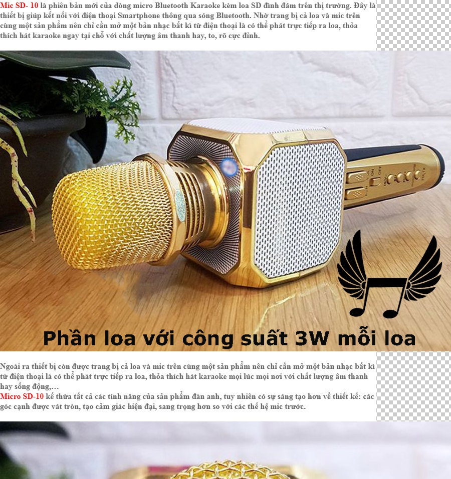 Micro Karaoke Kèm Loa Bluetooth SD-10 Cực Hay