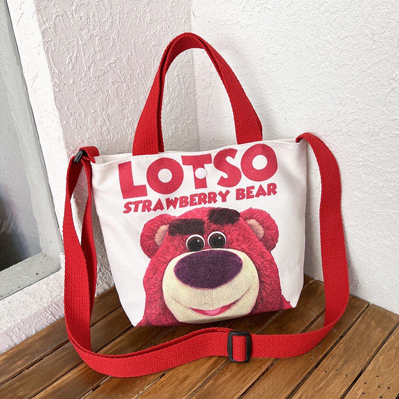 Túi Đeo Vải Hình Gấu Lotso Strawberry Bear