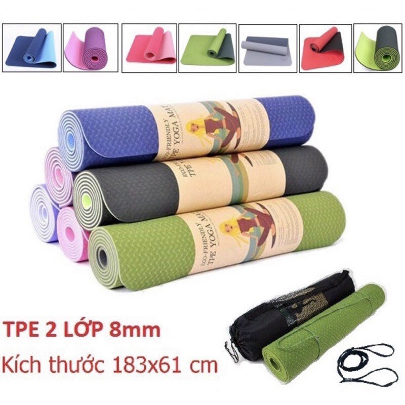 Thảm Tập Yoga Tpe  Dày 8 Ly 61X183Cm Tiện Lợi